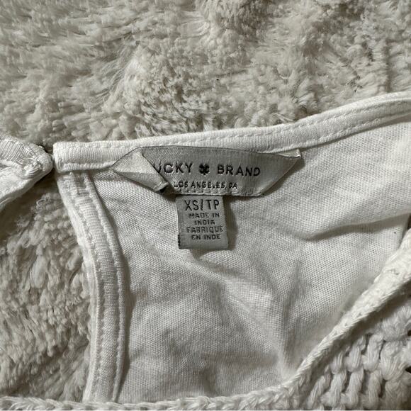 Lucky Brand Size XS White Crochet Lace Peplum Top Tank Cottagecore Coastal Beach - Picture 10 of 13